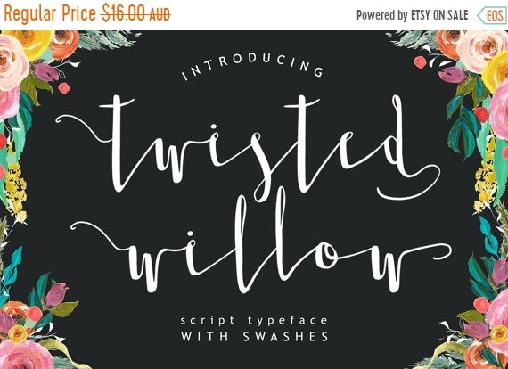 70% OFF Sale Twisted Willow Type font - Script typeface with swashes and stylistic alternates