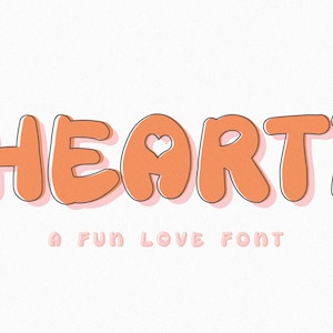 Hearti Font Retro Fonts, Cute Font, Bubbly font, 70's font, Vintage Font, Cricut Fonts, Procreate Fonts image 1