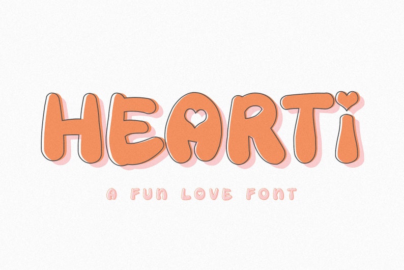 Hearti Font Retro Fonts, Cute Font, Bubbly font, 70's font, Vintage Font, Cricut Fonts, Procreate Fonts image 1