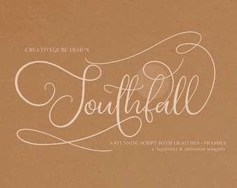 Calligraphy Font, Modern Calligraphy, Digital Fonts, Wedding Font, Invitation Font, Script Font, Digital Download, Southfall