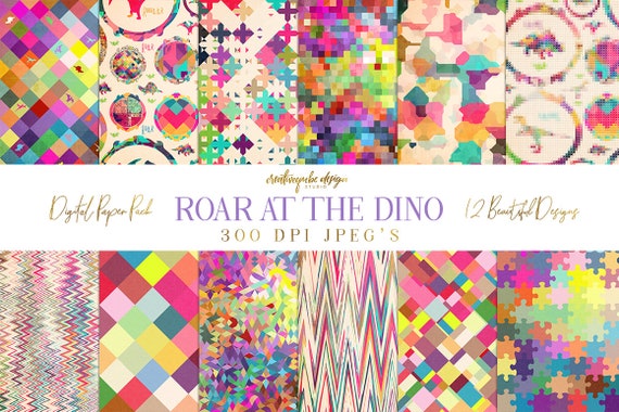Dinosaur pattern digital paper, photography background papers, geometric, instant download, Planner Printable