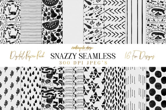 Digital paper Seamless Seamless Snazzy Patterns - PNG, Photoshop PAT and Watercolor Papers, Planner Printable