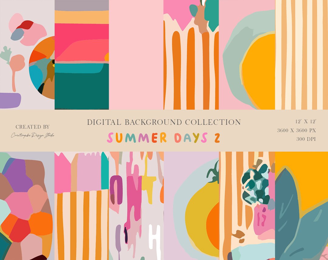 Summer Days Digital Paper: Geometric Scrapbook Patterns (digital ...