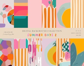 Digital Paper Pattern Collection: Summer Days #2 - Colorful, Geometric, and Whimsical Designs for Scrapbooking, Crafts, and DIY Projects