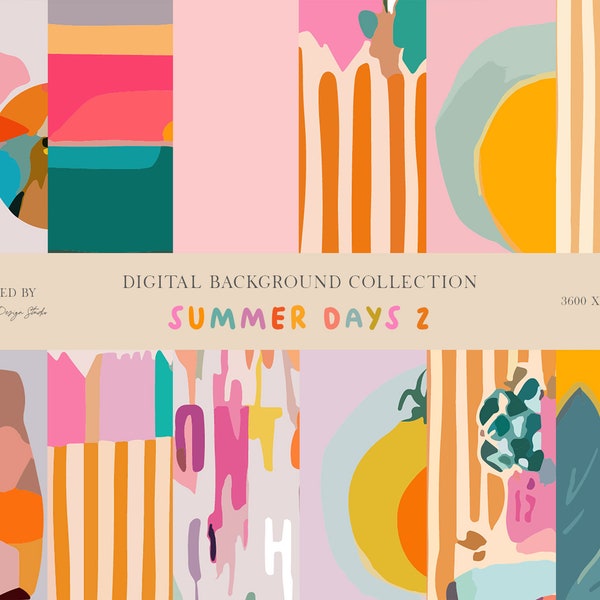 Digital Paper Pattern Collection: Summer Days #2 - Colorful, Geometric, and Whimsical Designs for Scrapbooking, Crafts, and DIY Projects