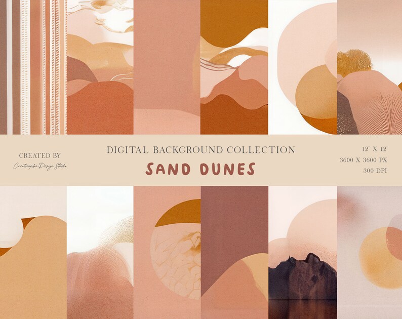 Sand Dunes Digital Background Paper Collection: Natural Textures, Coastal Vibes, Earth Tones, Printable, Instagram, Planner image 1