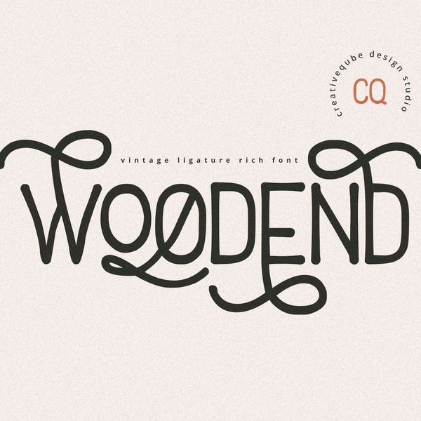 Digital Font Woodend - Digital Typeface - Retro font - Instant Download - with swashes and alternates