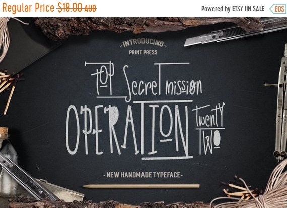 70% OFF Sale Digital Font, Hand written font, Hand drawn font, Display font, Invitation font, Operation 22