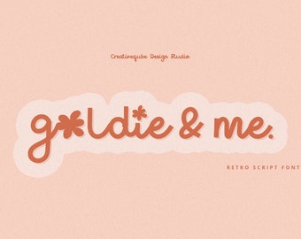 Goldie & Me Font - Retro Fonts, Flower font, Cute Font, script font, 70's font, Vintage Font, Cricut Fonts, Procreate Fonts