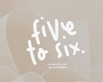 Fünf vor Sechs handgeschriebene Schriftart, niedlicher trendiger Stil (Digitaler Download)