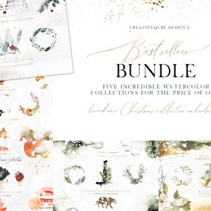 Best Sellers Aquarell Clipart Bundle | Weihnachten Illustrationen | Herbst Grafik | Hochzeit Grün | Blumen | Planner Sticker