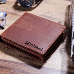 Personalized Mens Wallet, Custom Engraved Handwriting Cowhide Wallet, Ideal Gift For Dad, Graduation, Anniversary, Boyfriend, Birthday