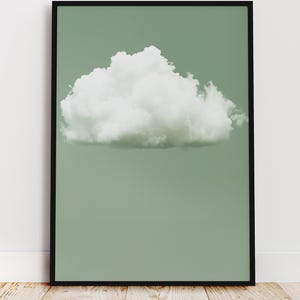 Stampa di nuvole, poster di nuvole verde salvia, stampa artistica da parete minimalista, arredamento per la casa tranquillo per la camera da letto, decorazione verde salvia per il soggiorno, arte di nuvole