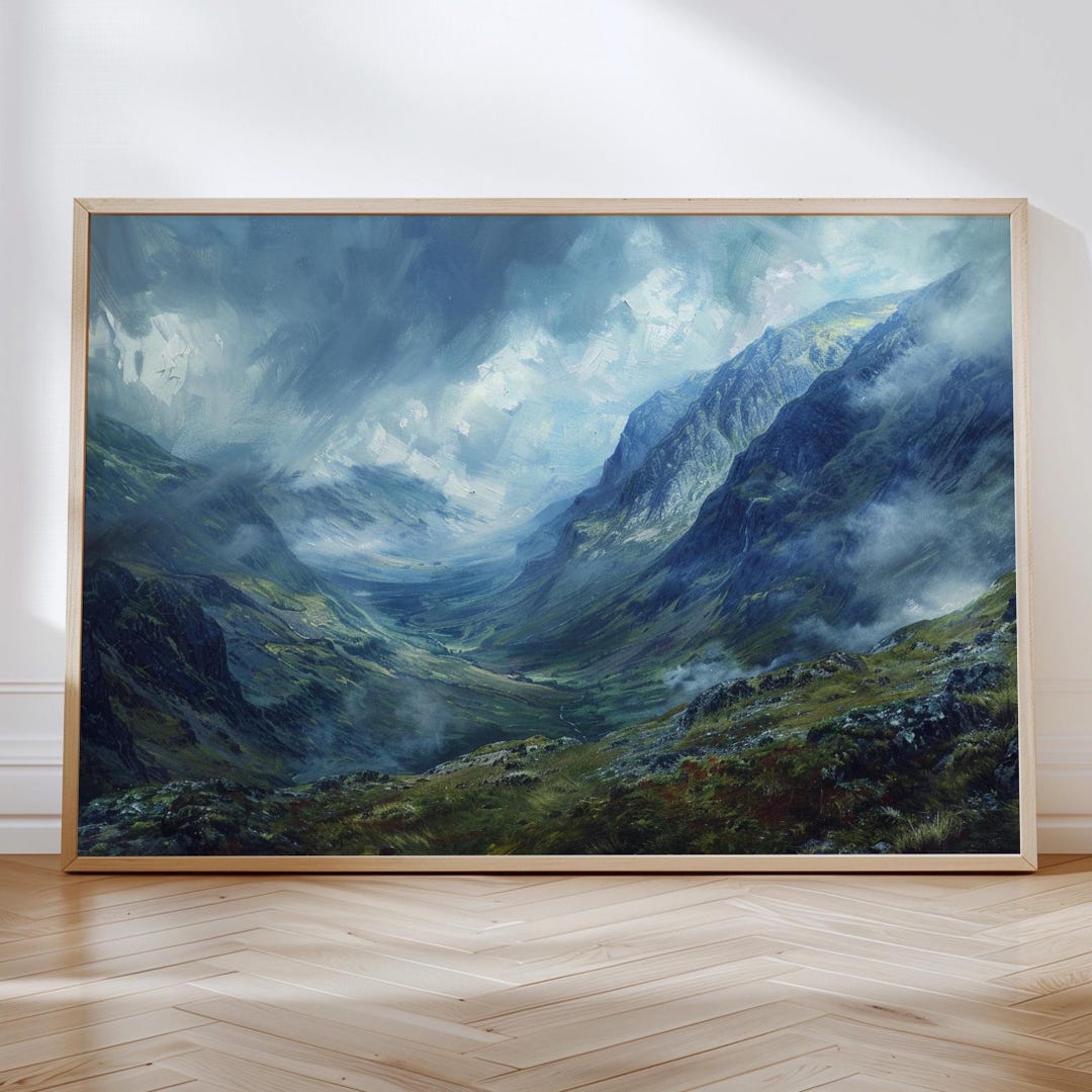 Nordic Landscape Art Misty Mountain Wall Art Large Landscape Painting ...
