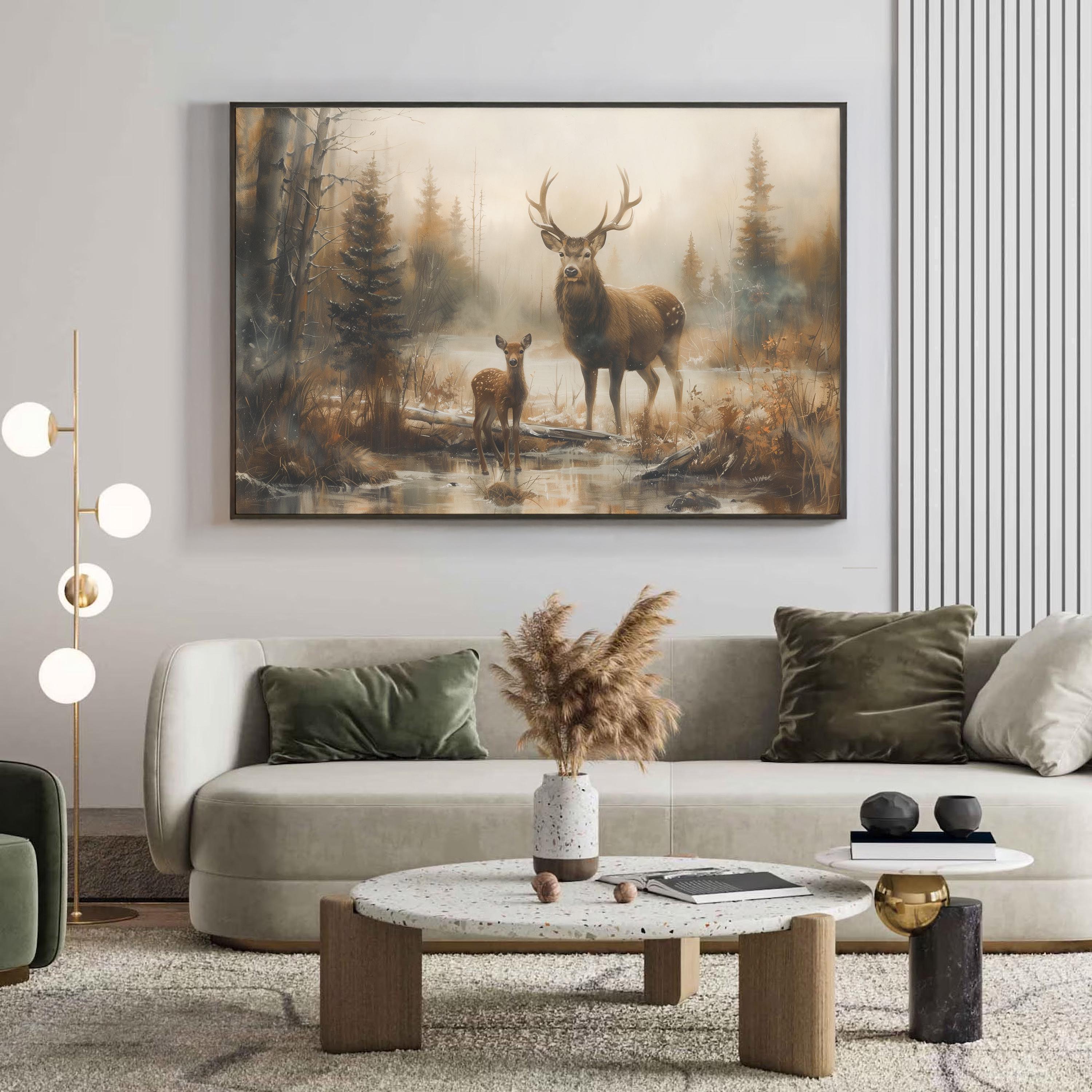 Rustic Deer Art Stag Print Cabin Decor Woodland Room Man Cave Hunting ...