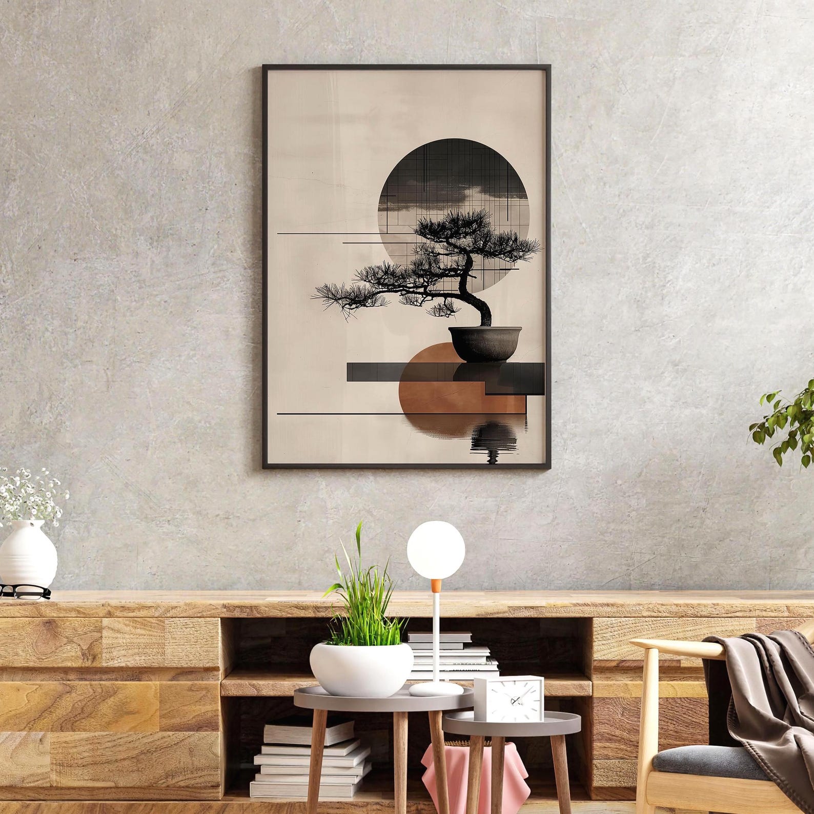 Minimalist Bonsai Wall Art Japanese Wabi Sabi Print Zen Abstract Tree ...