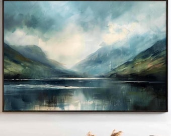 Scottish Highlands Wall Art Scottish Canvas Scotland Art Oil Painting Print Scotland Highlands Print Scottish Mountain Print Atmospheric Art