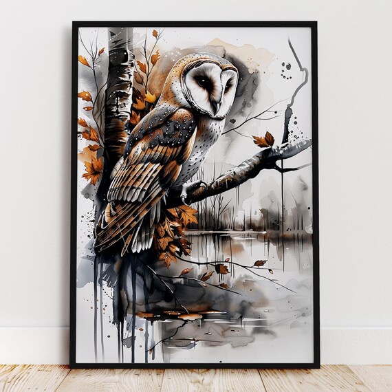Simon Rudd Landscape Illustration Art Costumes Art Prints Barn Owl Watercolor Print By Simon ...
