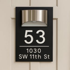 Personalized LED Solar Light  /Custom Door Number /  Laser Cut Acrylic Panel Door Number/ Apartment Door Number Door Sign / Home Decor Gift