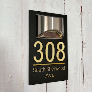 3D Acrylic Door Sign/Modern Simple Frosted Door Sign/Solar Led Light-Emitting Digital/Custom Address Sign/Outdoor Home Decor Sign/Home Sign
