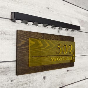 Custom House Number Sign,Acrylic & Wood Plaque,Modern Home Address Sign,Apartment Door Decor, Personalized Entryway,Unique Housewarming Gift