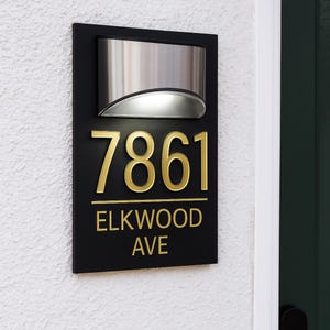 Custom House Number Sign with Light | Personalized Modern Address Plaque | LED Backlit Metal Door Sign | Outdoor Home Number Plate