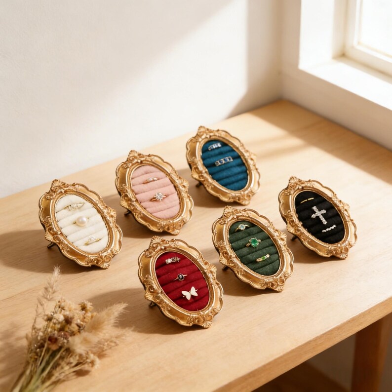 Vintage Baroque Jewelry Display Frame, Gold Ornate Ring Holder, Retro ...