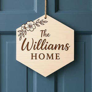 Custom Last Name Wooden Plaque / Personalized Hexagonal Welcome Plaque / Rustic Home Decor / Housewarming Gift / Home Decor/Room Door Plaque