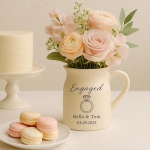 Custom Wedding Vase | Love Forever Motto |Personalized Couple Names and Date | Ceramic Memorial Vase | Minimalist Floral Design|Wedding Gift