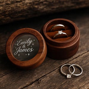Custom Ring Box - Walnut Wedding Organize - Wedding Ring Organizer-Wooden Ring Box - Couple Memorial Gifts - Gifts for Her - Newlywed Gifts