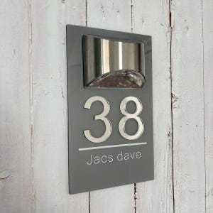 Custom Solar House Signs / Personalized Modern Minimalist Door Signs / Solar LED Door Signs / Home Address Signs / Custom Acrylic Signs