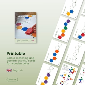 Colour matching and pattern activity cards for wooden coins– Suitable for Grapat coins