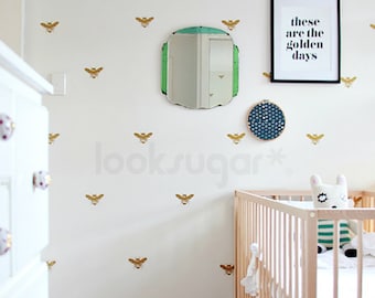 Removable Bee Decals - Bee Stickers - Nursery Wall Decal - Elegant Golden Bee Wall Decal - Sophisticated Stylish Home Décor - LSWD-0124