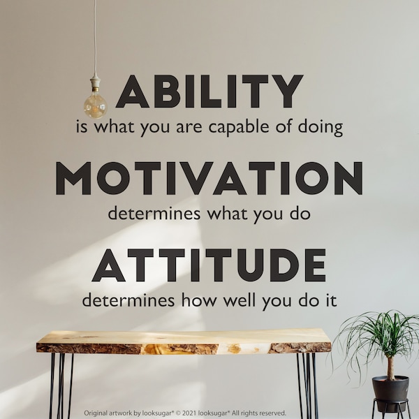 Inspirational Phrase Ability Motivation Attitude Vinyl Wall Decal . GYM Wall Sticker - Wall Quote for Office School Classroom . LSWQ-A0001