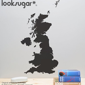 Vinilo decorativo con mapa de Inglaterra - Mapa del Reino Unido - Pegatinas del Reino Unido - Vinilo decorativo con mapa de Gran Bretaña - Decoración de pared del Reino Unido para el hogar, la oficina, bares y pubs - LSWD-0155TR