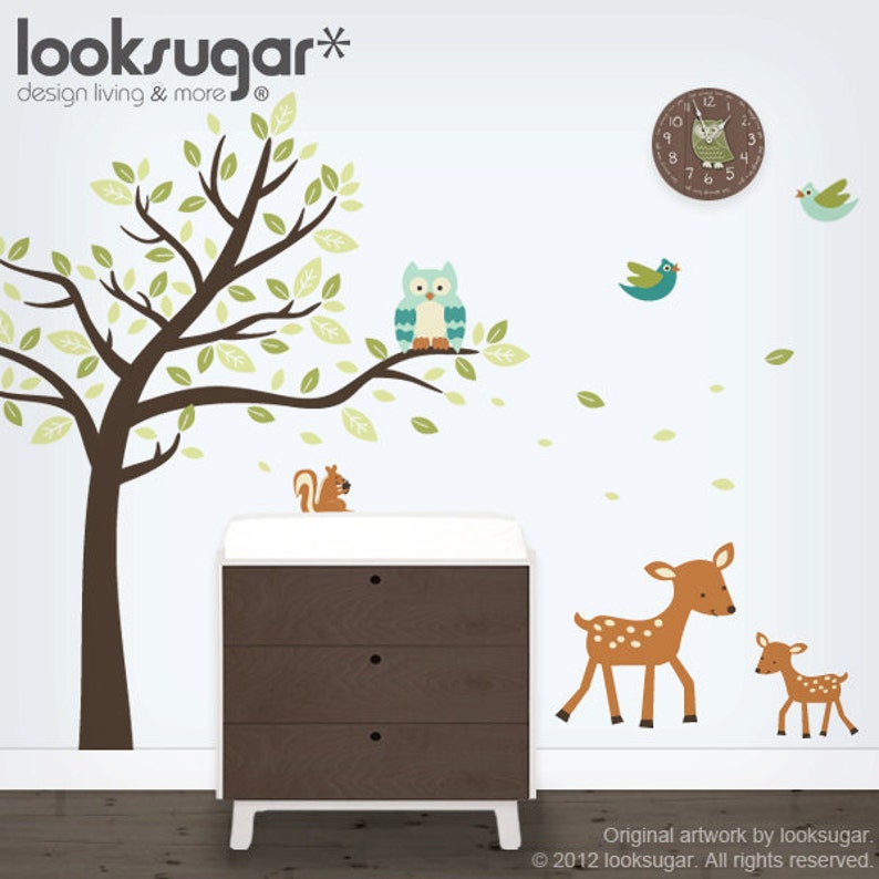 Tree Decal Tree Sticker Nursery Wall Decal Forest Etsy
