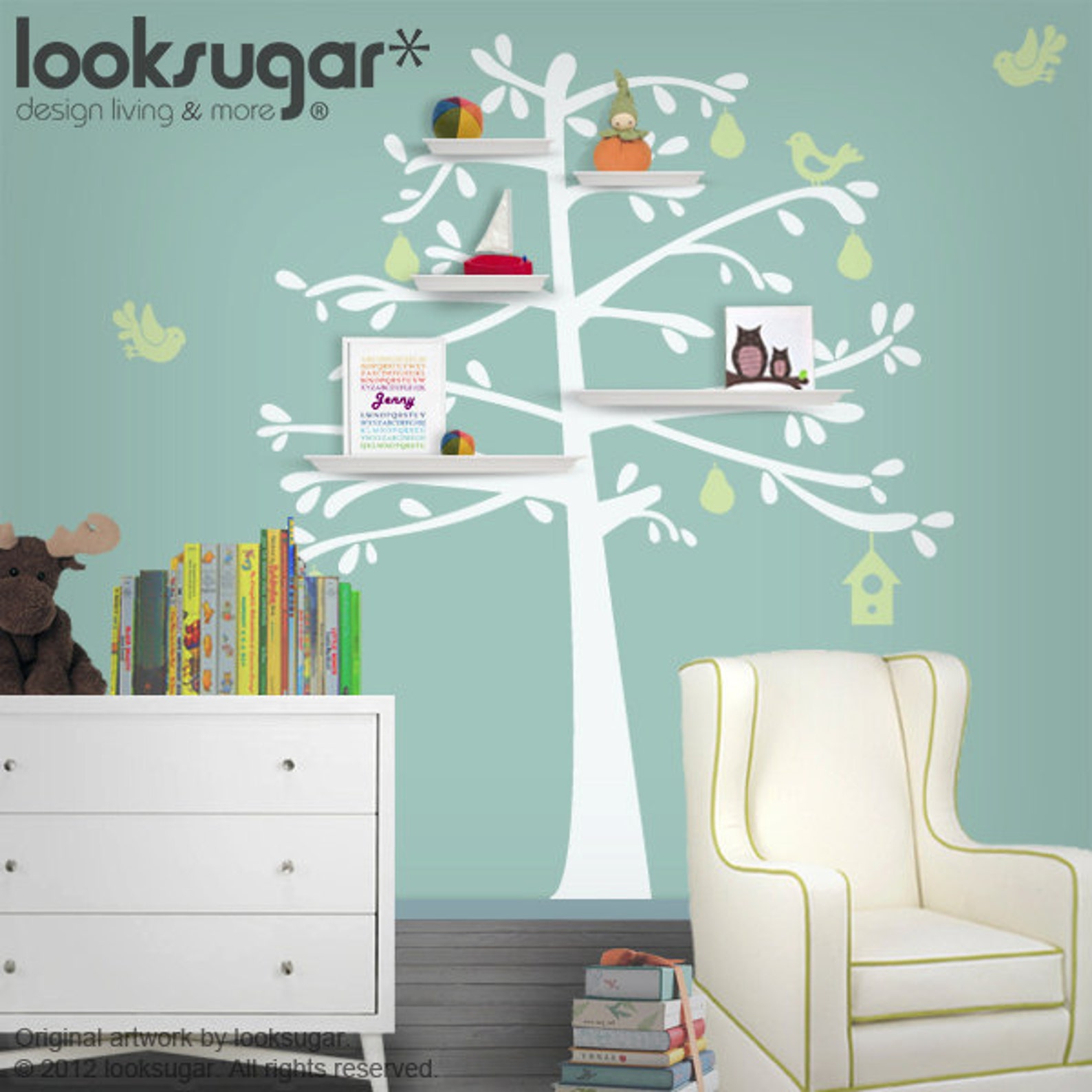 Tree Shelves Wall Decals With Birds for Children's Room / Etsy