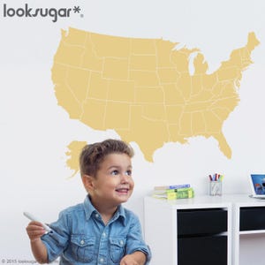 Kinder Wandtattoo. US Map Wandtattoo. USA Karte - USA Kartenaufkleber für Zuhause, Büro und Klassenzimmer. LSBT-0150TR