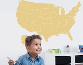 Children Map Decal . US Map Wall Decal . United States Map - USA Educational Map Stickers for Home, Office, and Classroom . LSWD-0150TR