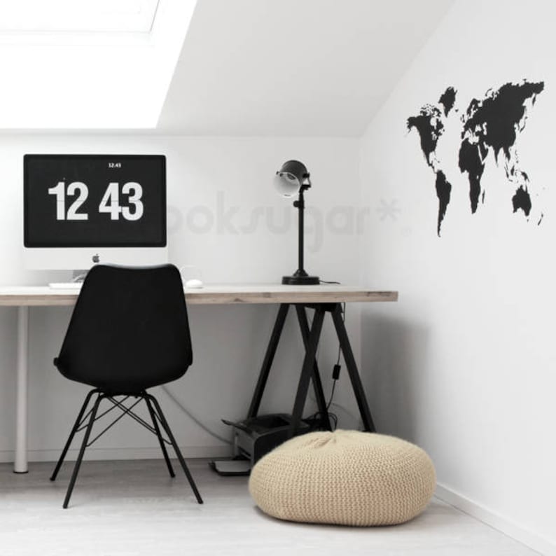 Large World Map Decal . Removable World Map Wall Stickers . Colorful Vinyl Decal for Home, Retail Space, Office & Classroom . 0111 . A image 2