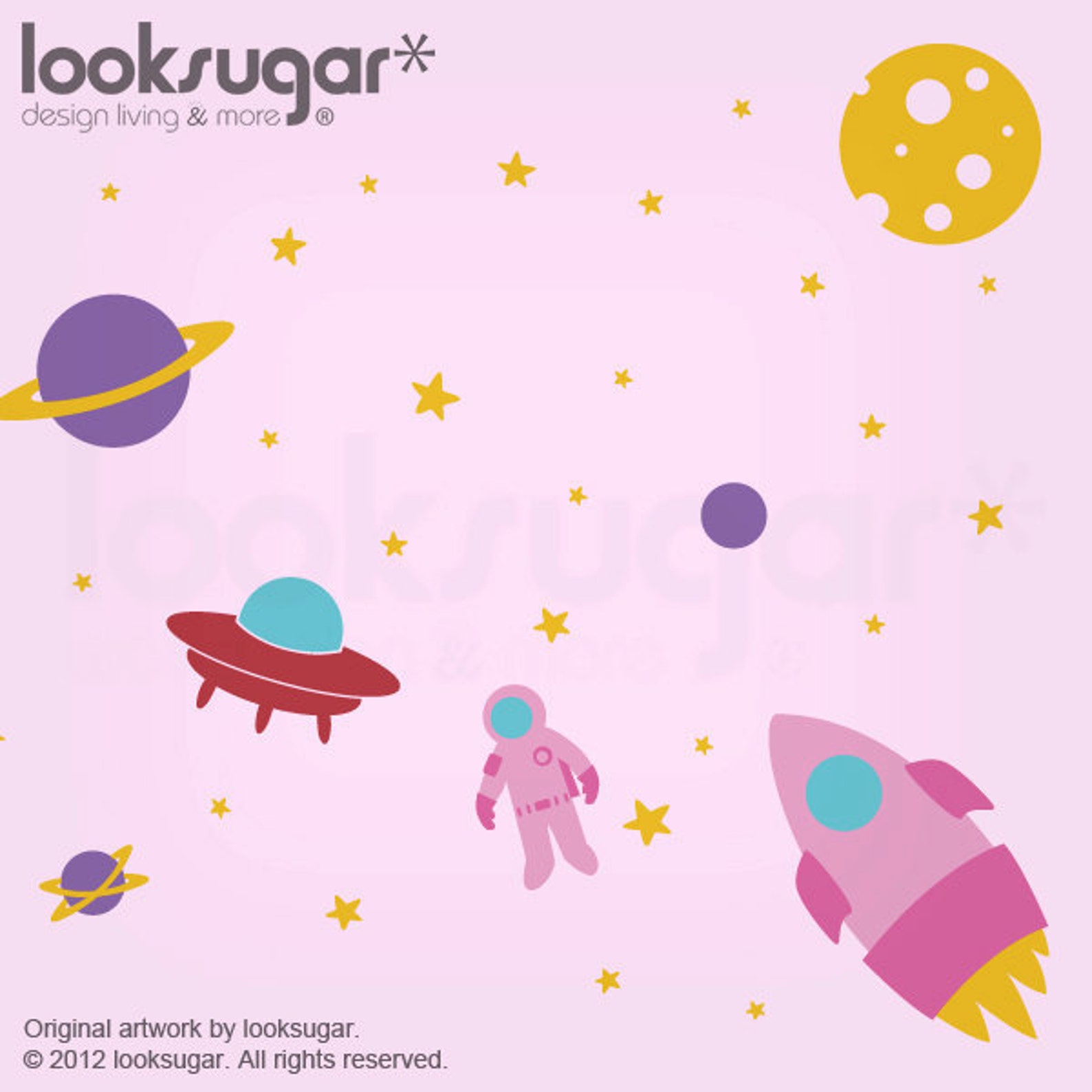 Outer Space Wall Decal Nursery Wall Decals Rocket Wall Etsy