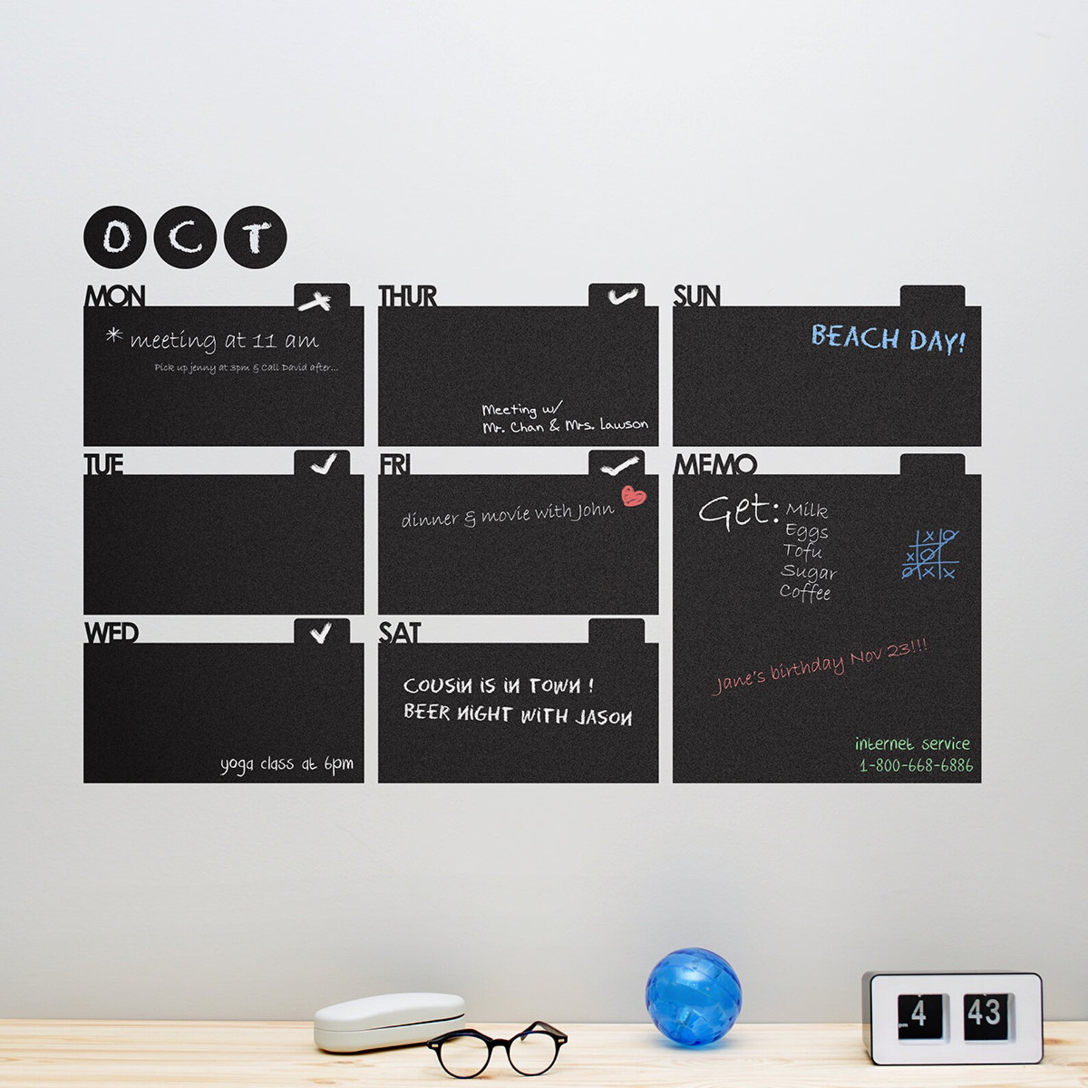 Chalkboard Decal Wall Planner Wall Calendar for Home / Etsy