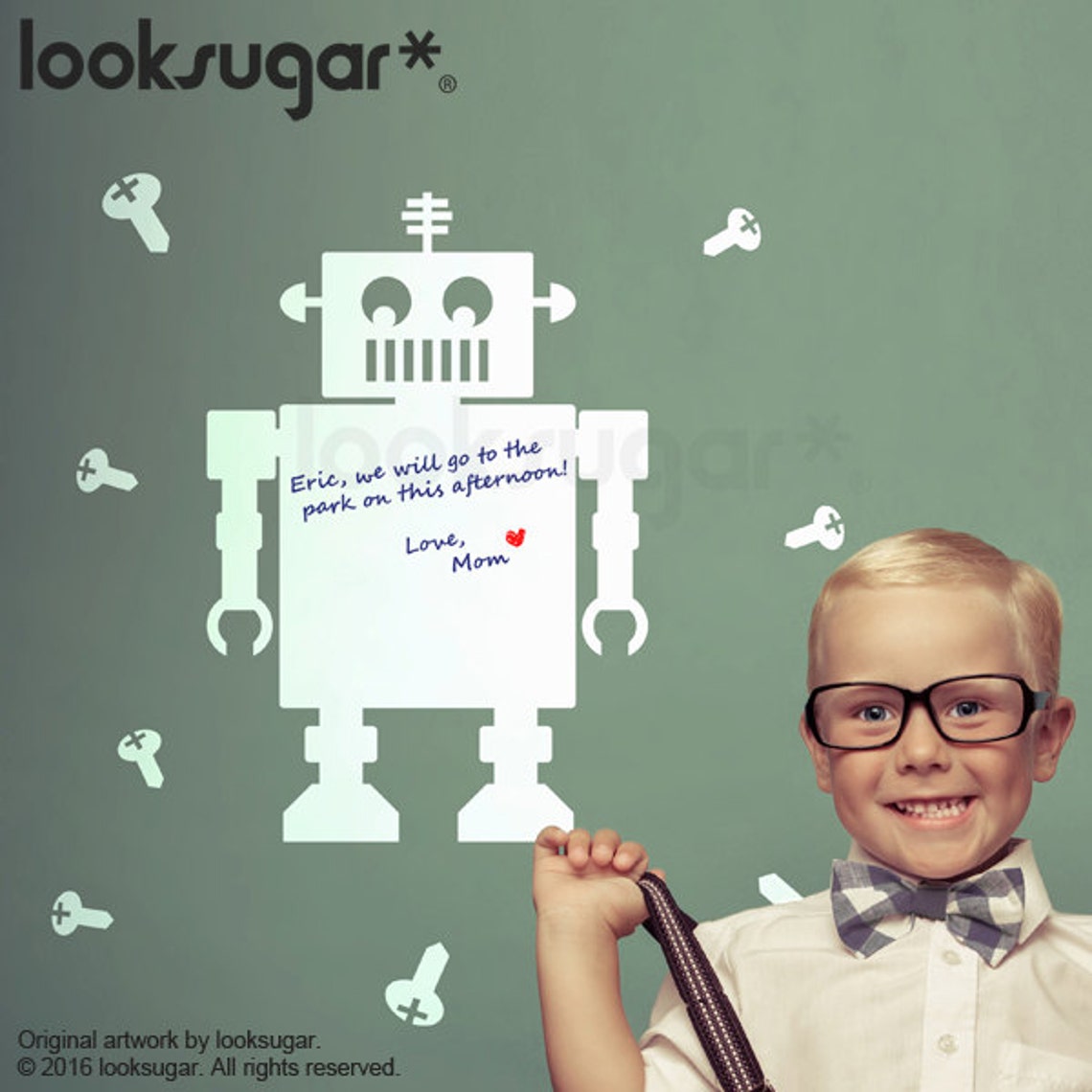 Robot Chalkboard Decal Children Wall Sticker Dry Erase Etsy