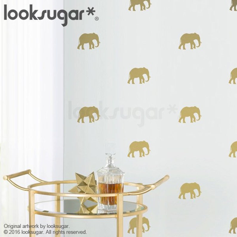 Gold Elephant Wall Decal . Elephant Pattern Wall Decal . Etsy