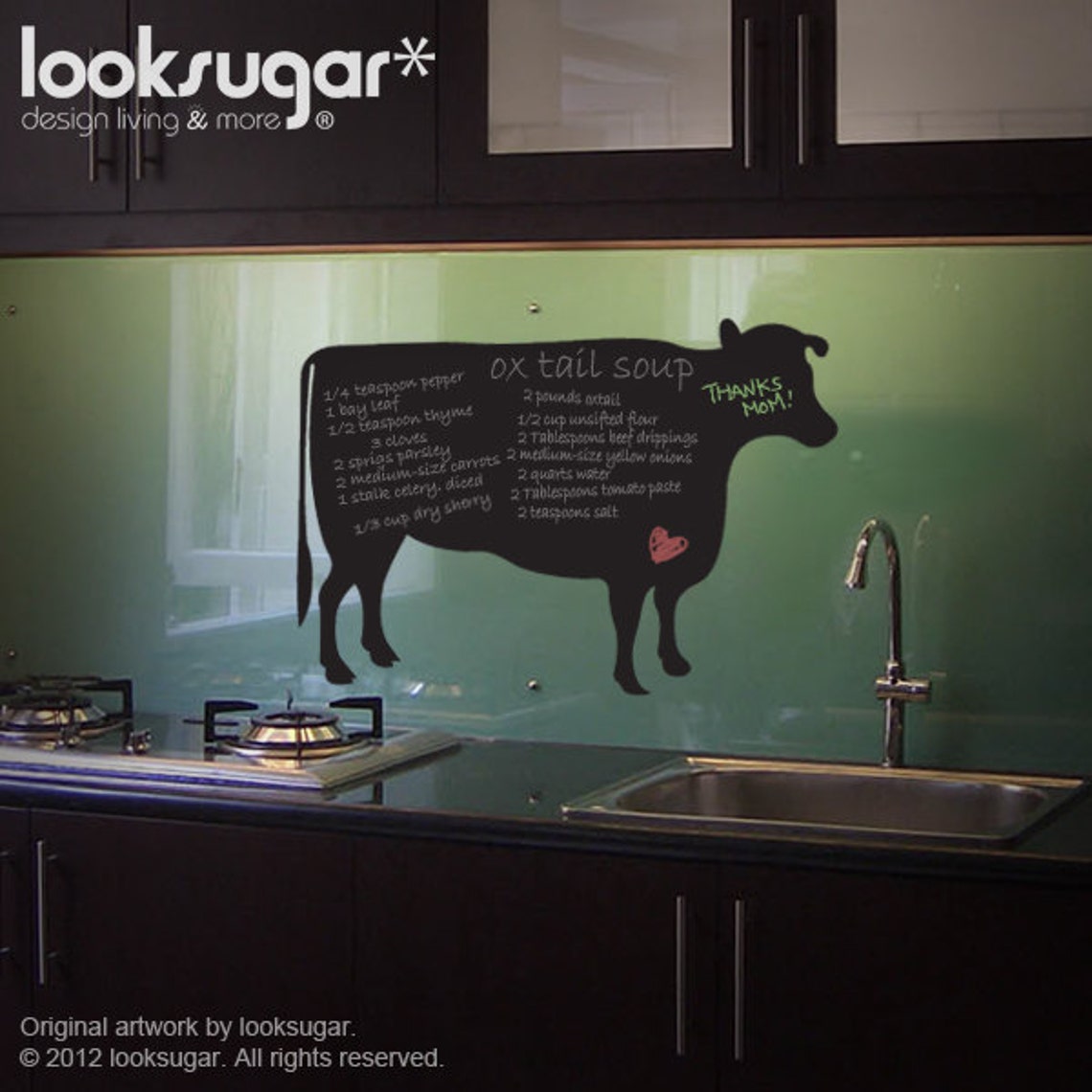 Cow Chalkboard Wall Decals 3 Sizes Kitchen Wall Memo Board Etsy