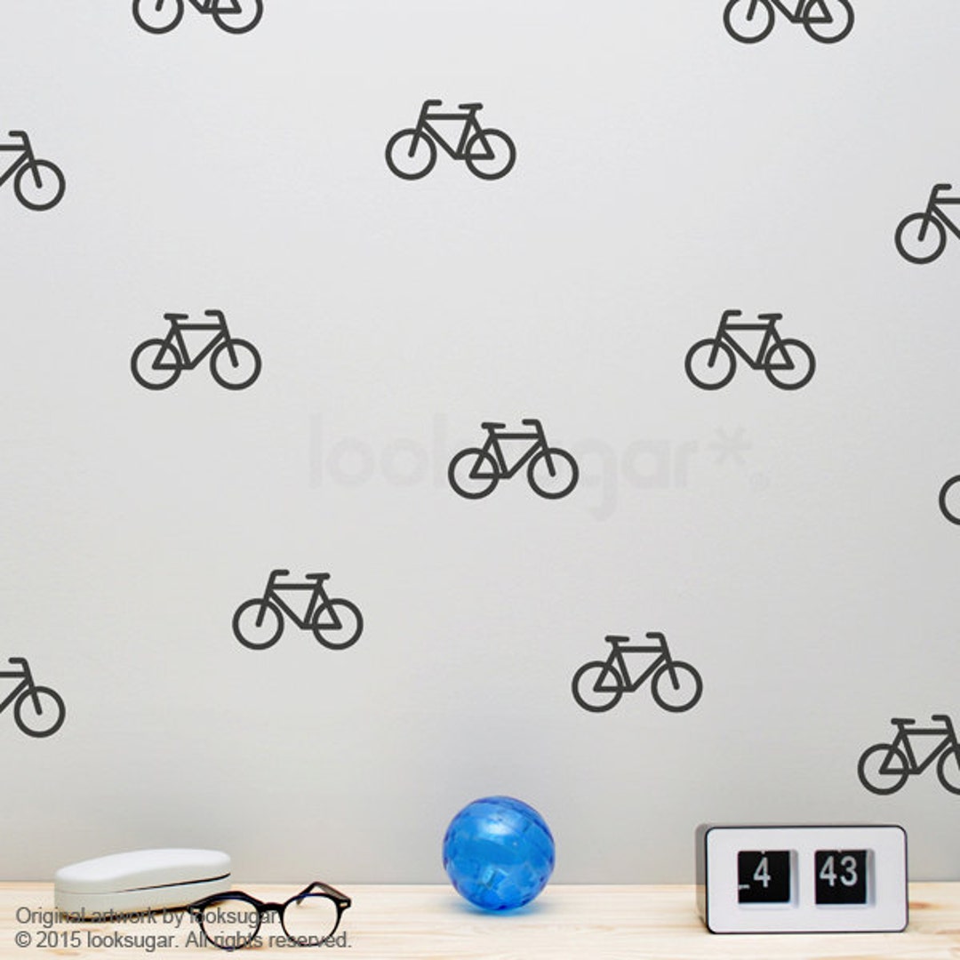 Bicycle Wall Decals With Wallpaper / Wall Stencil Effect . Etsy