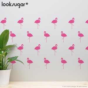 Flamingo Wall Decals | Tropical Pattern Decals with Wallpaper Effect | Flamingo Wall Stickers | AP0038TF