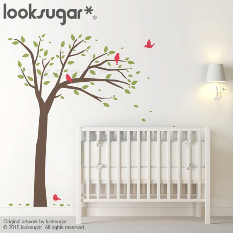 Bird Tree Wall Decal . Baby Nursery Wall Decal . Tree Wall Etsy