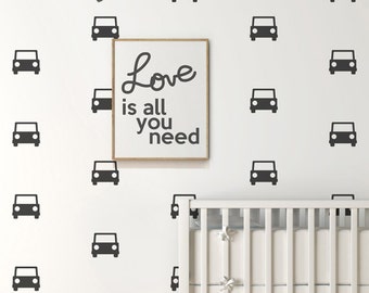 Car Wall Stickers with Wallpaper or Wall Stencil Effect . Car Nursery Décor . Baby Nursery Decal . Car Wall Decals - LSWP-AP0026TF -NP