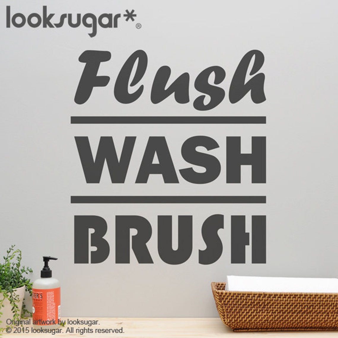 Bathroom Wall Decal Flush Wash Brush Bathroom Decal LSBR Etsy